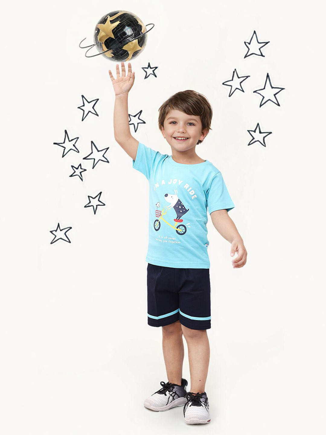 

Toonyport Boys Round Neck Printed T-shirt with Shorts, Blue