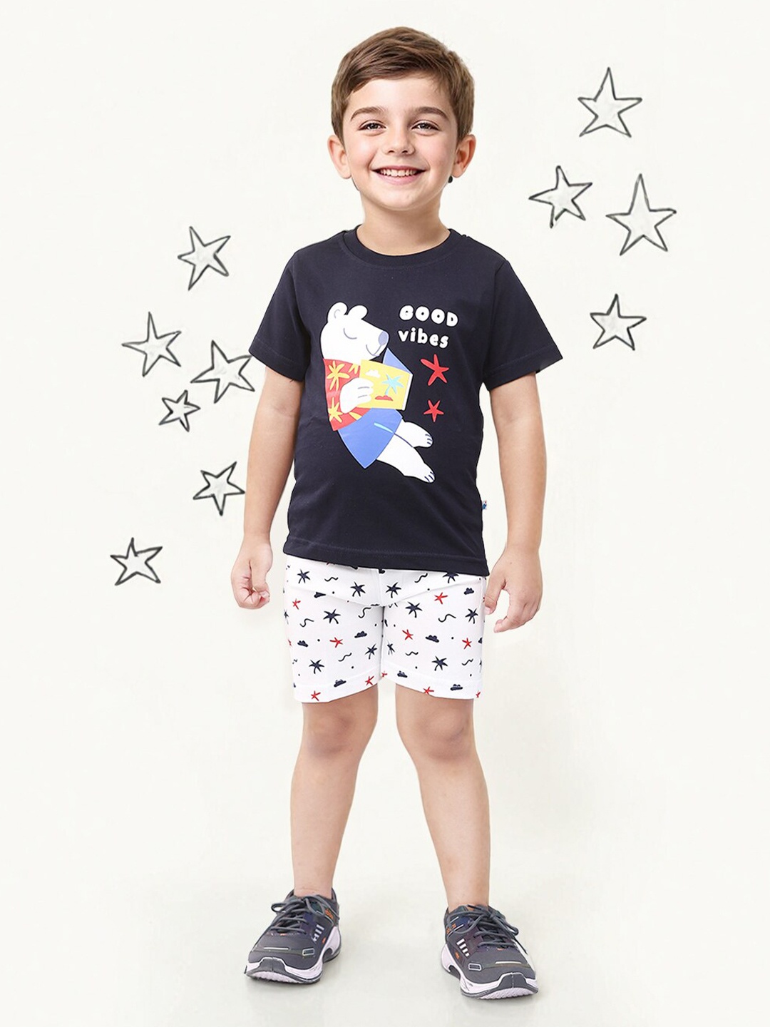 

Toonyport Boys Printed T-shirt with Shorts, Navy blue