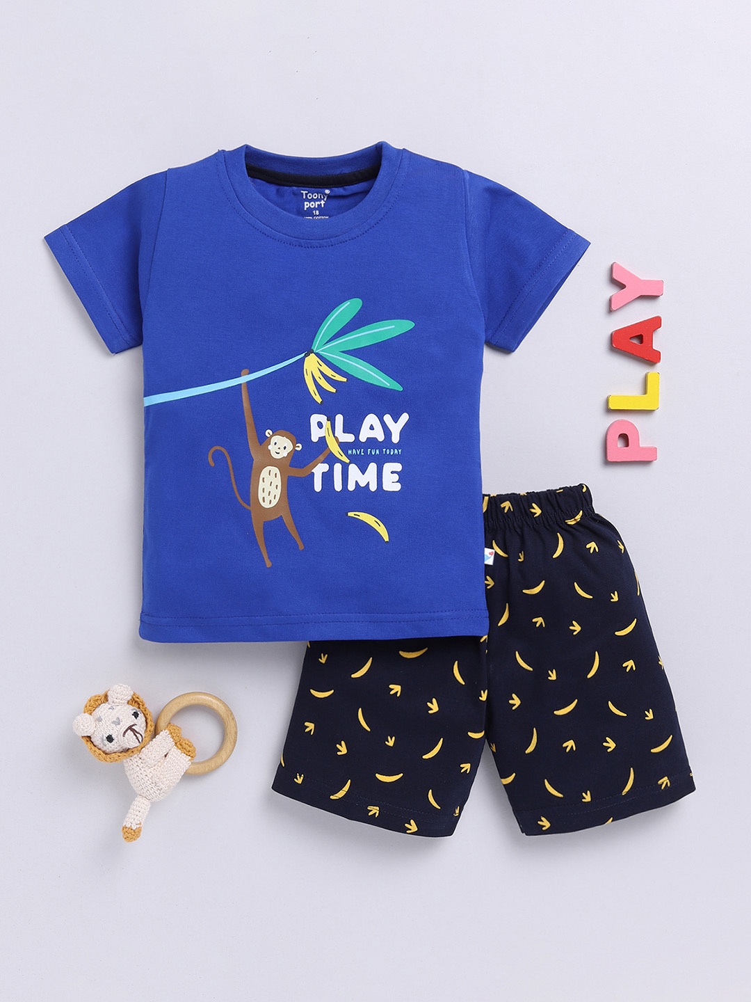 

Toonyport Boys Printed T-shirt with Shorts, Blue