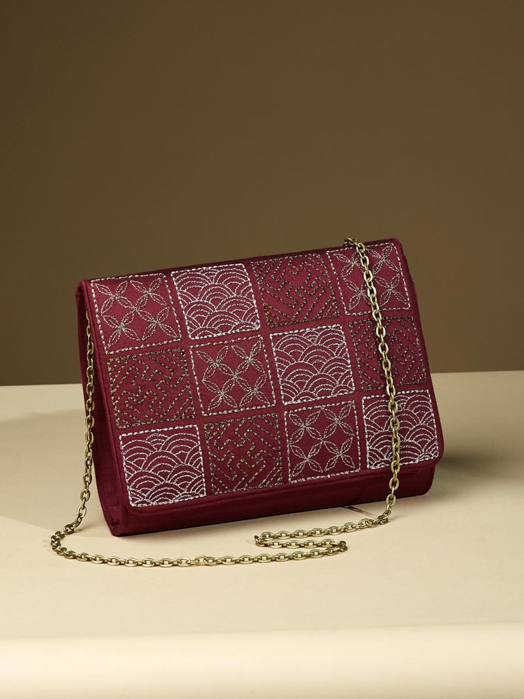 

Fabindia Embroidered Purse Clutch, Red