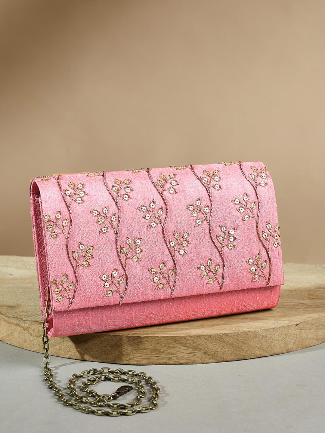 

Fabindia Embroidered Purse Clutch, Pink