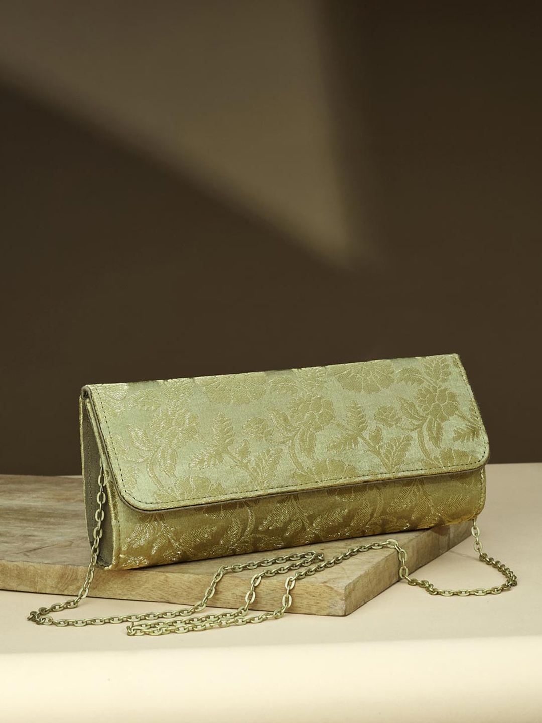 

Fabindia Self Designed Brocade Purse Clutch, Green
