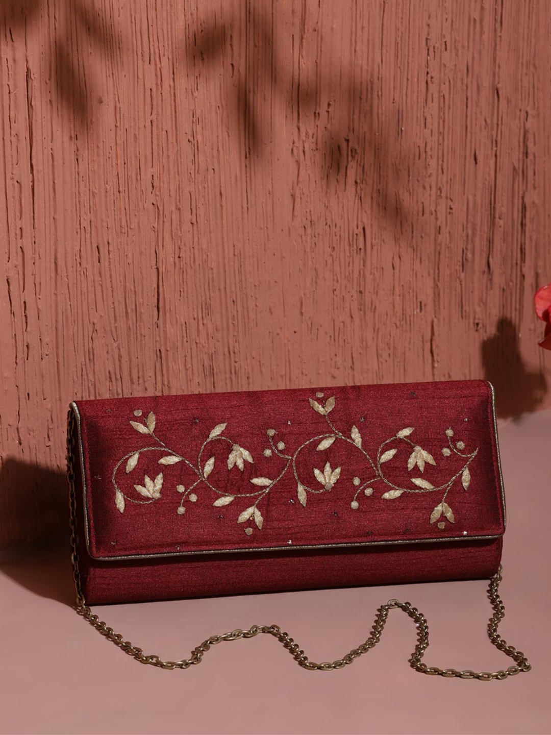 

Fabindia Embroidered Purse Clutch, Red