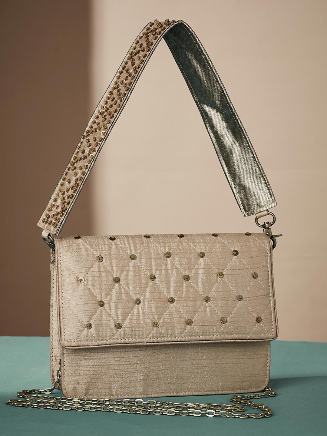

Fabindia Embellished Purse Clutch, Beige