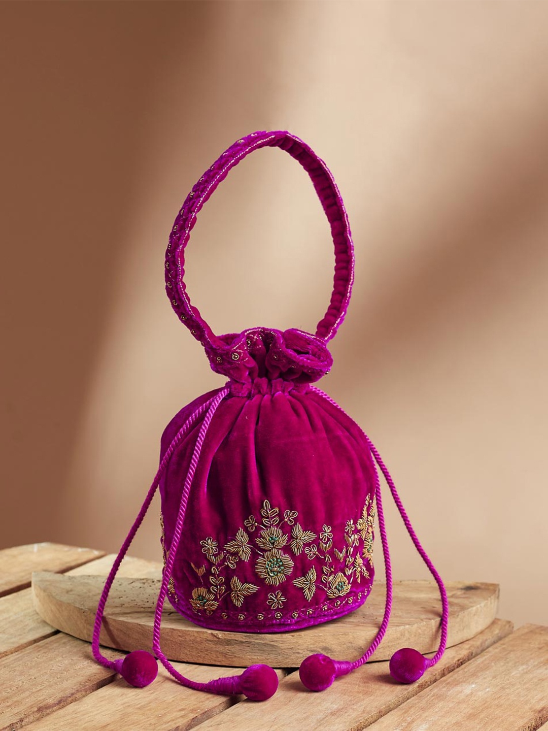 

Fabindia Embellished Potli Clutch, Pink