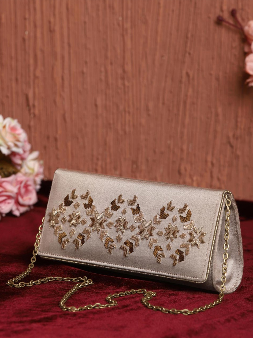 

Fabindia Embellished Purse Clutch, Beige