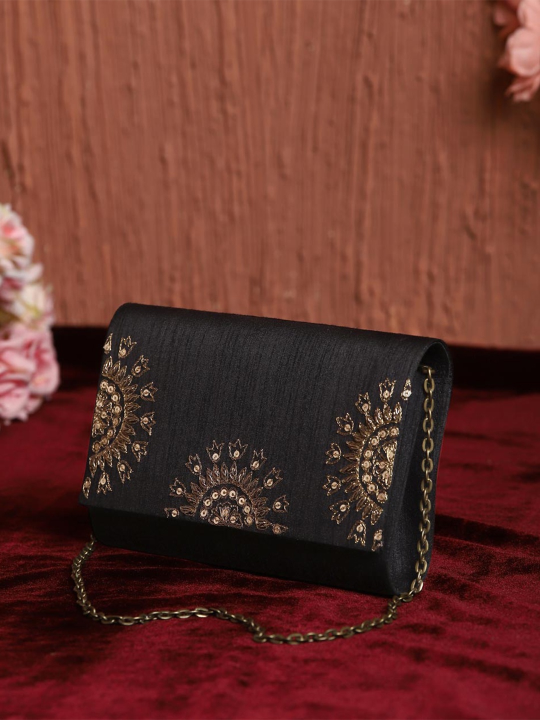 

Fabindia Embroidered Purse Clutch, Black
