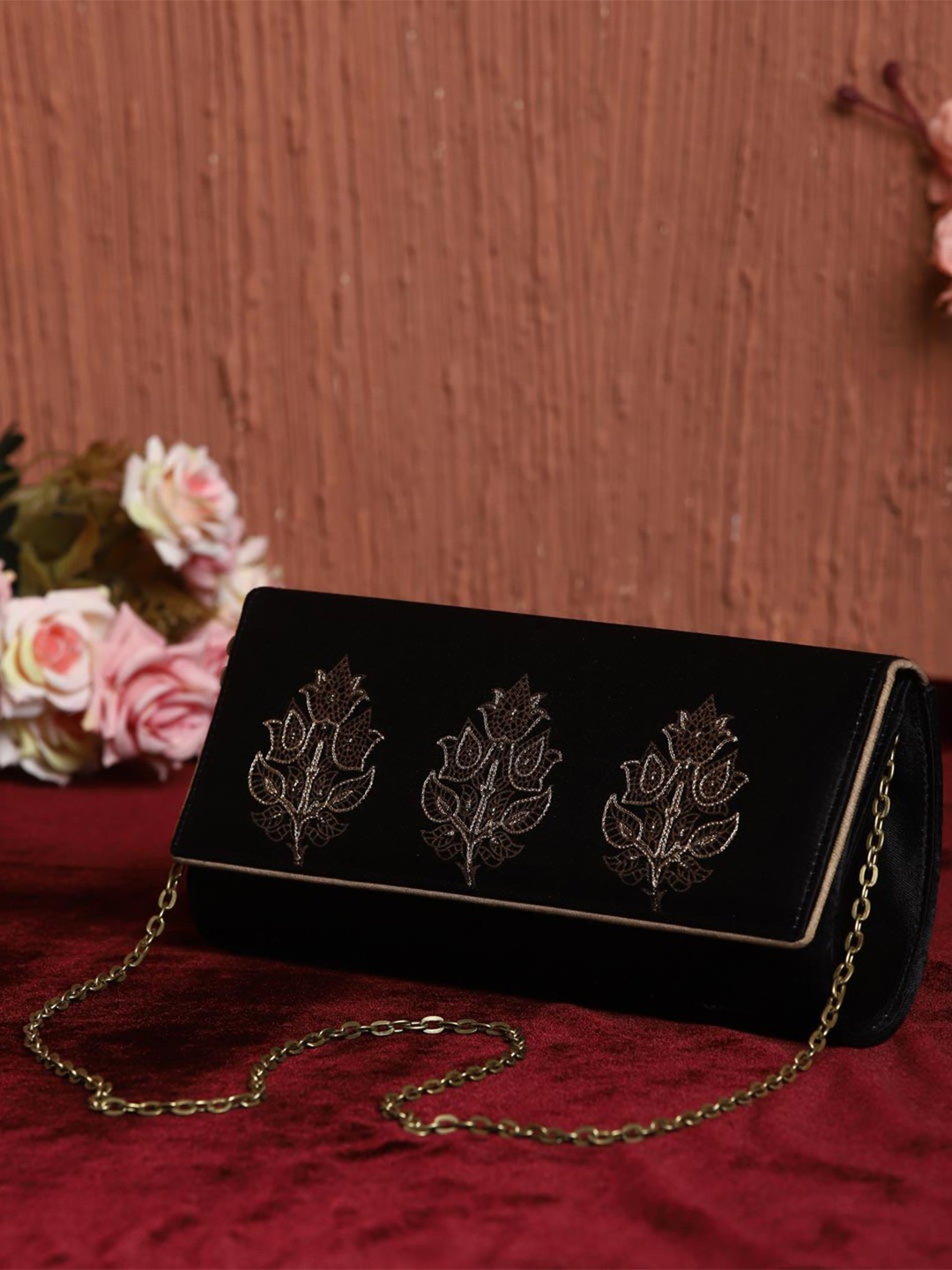 

Fabindia Embroidered Purse Clutch, Black