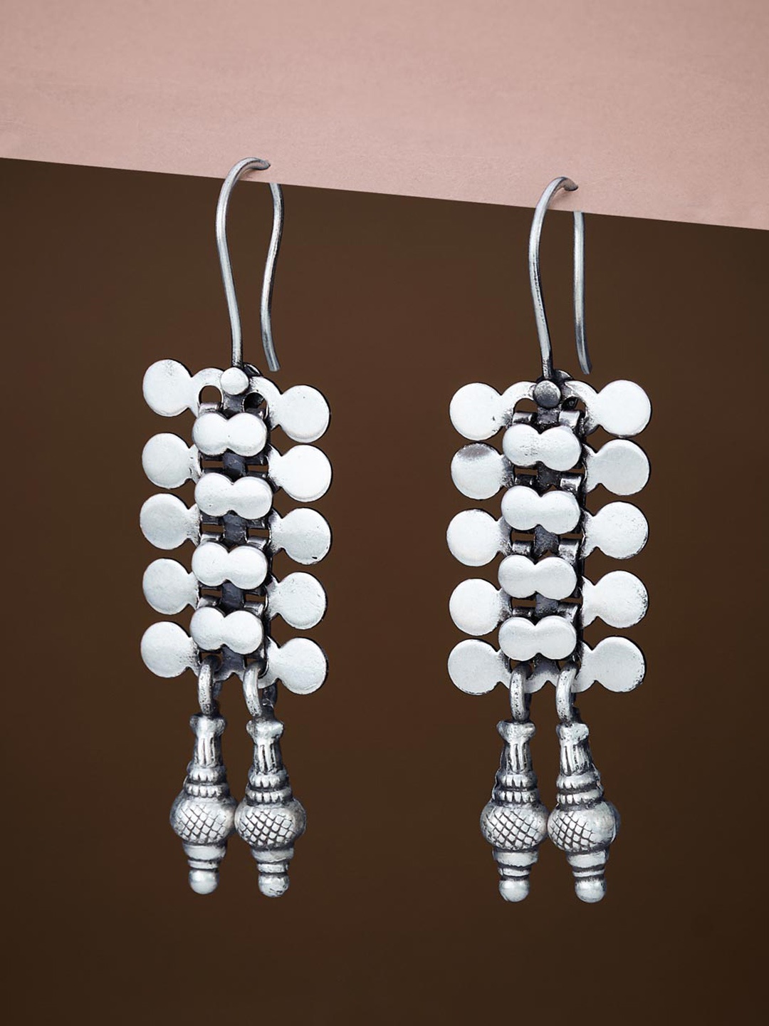 

Fabindia Silver-Plated Contemporary Drop Earrings