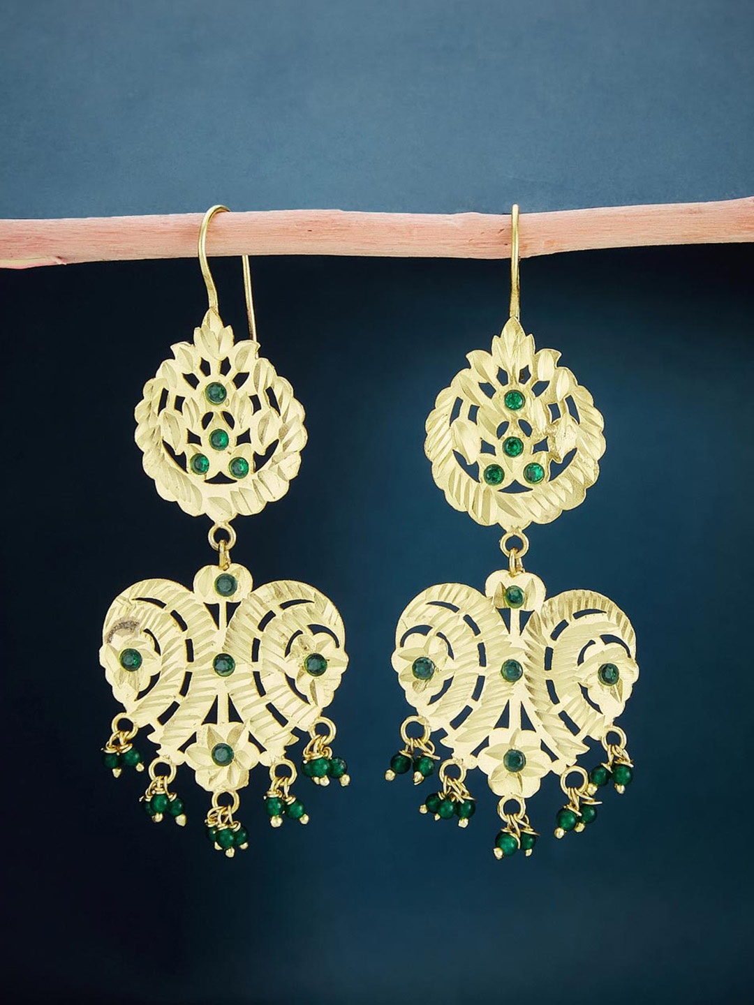 

Fabindia Studded Contemporary Silver Drop Earrings, Gold