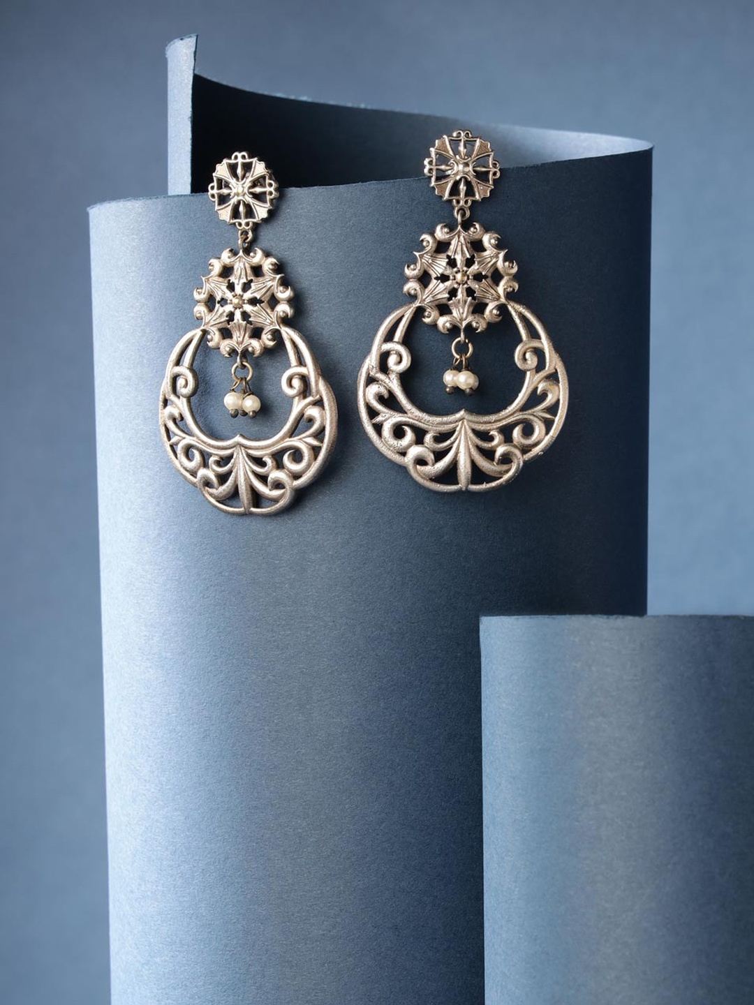 

Fabindia Metal Beaded Classic Drop Earrings, Silver