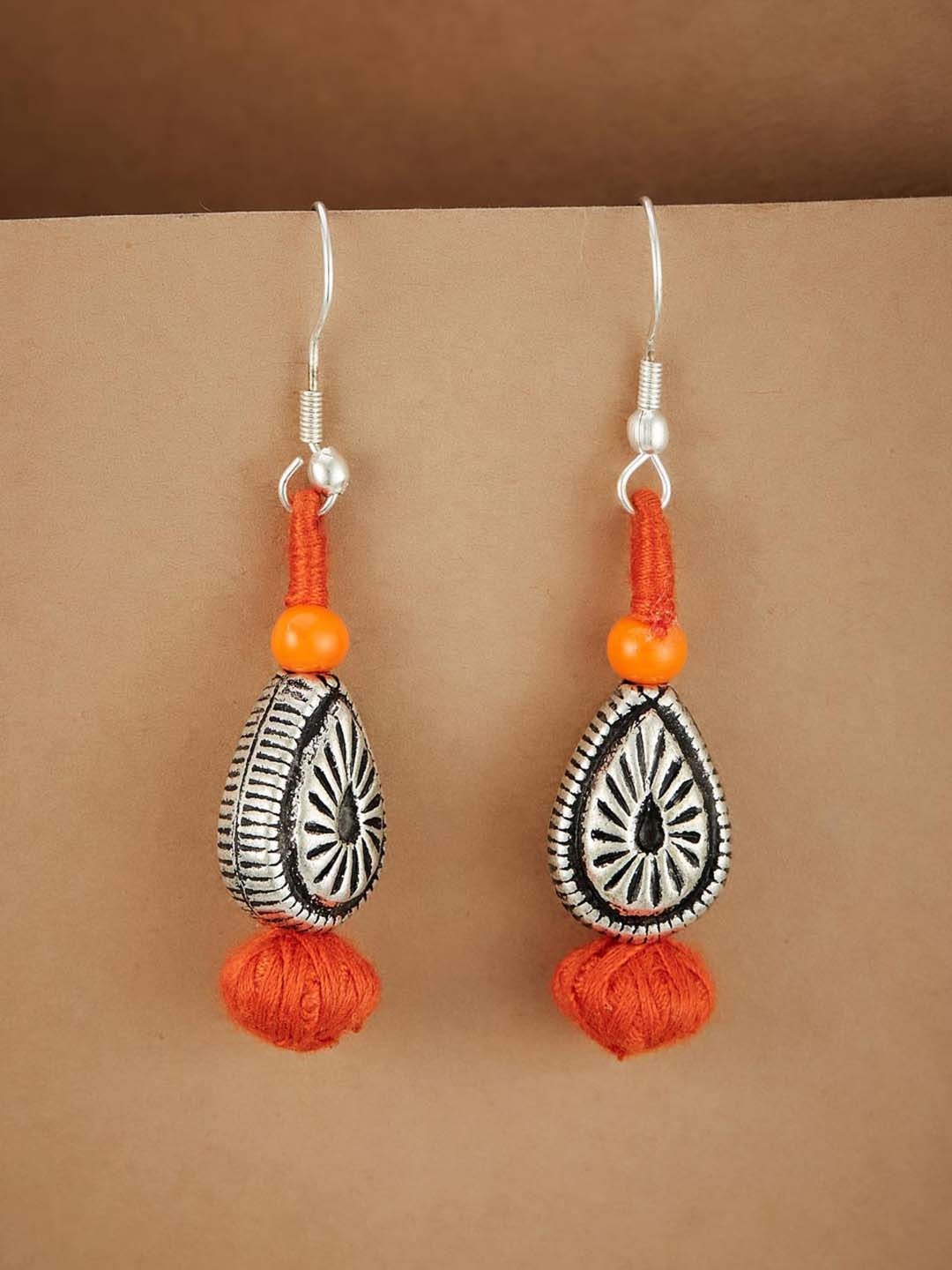 

Fabindia Studded Contemporary Drop Earrings, Silver