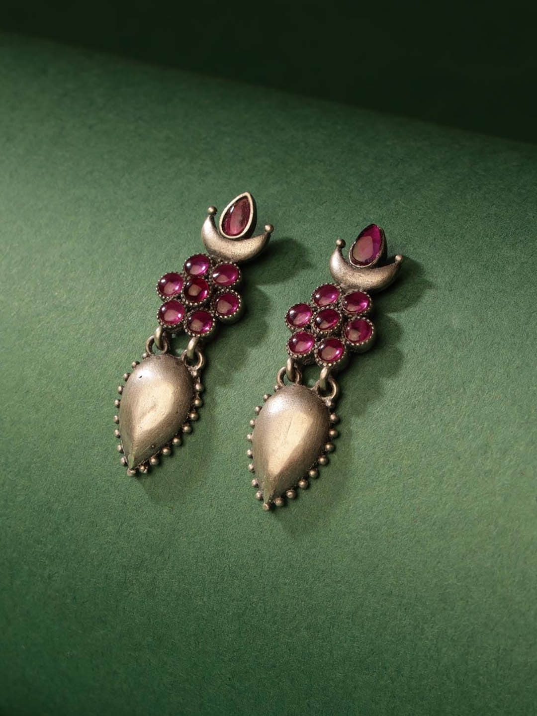 

Fabindia Studded Contemporary Silver Drop Earrings