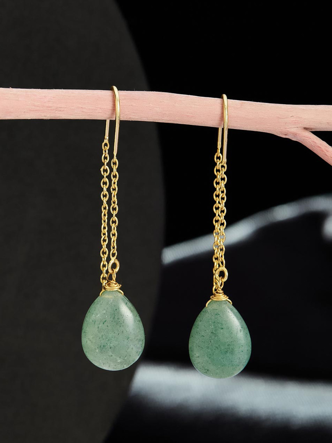 

Fabindia Stone Studded Contemporary Drop Earrings, Gold