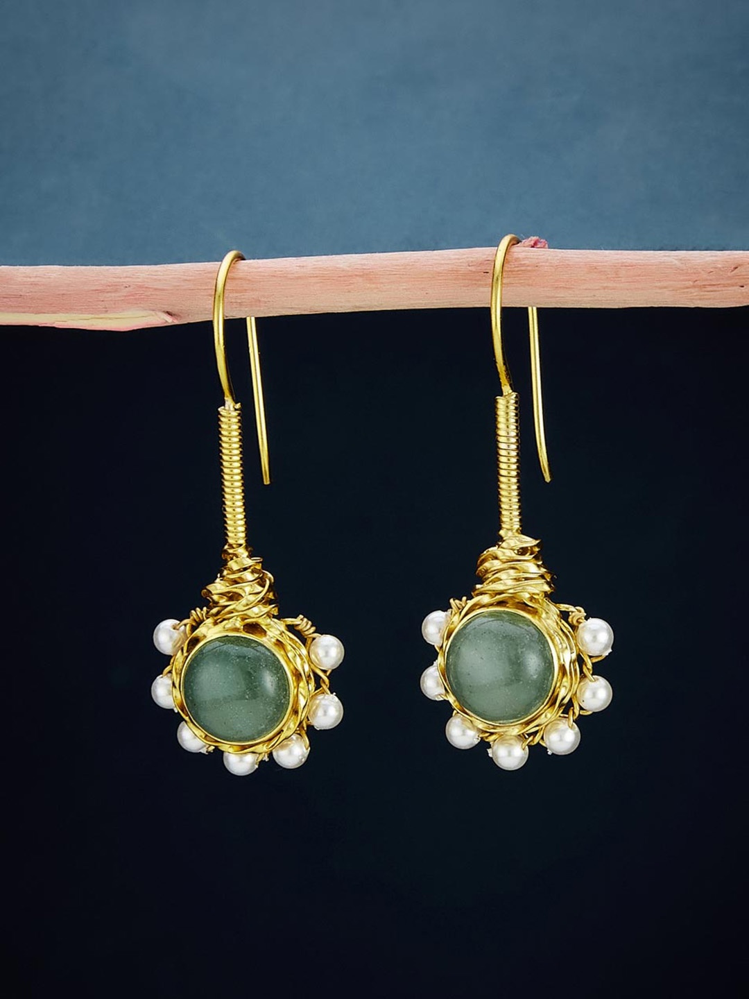 

Fabindia Silver Beads & Stones Studded Studs Earrings, Gold