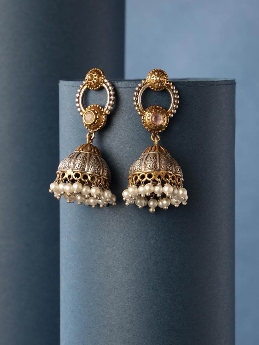 

Fabindia Metal Beaded Classic Jhumkas, Gold