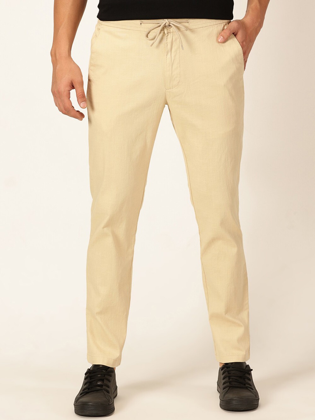 

Mast & Harbour Men Classic Easy Wash Slim Fit Chinos, Cream