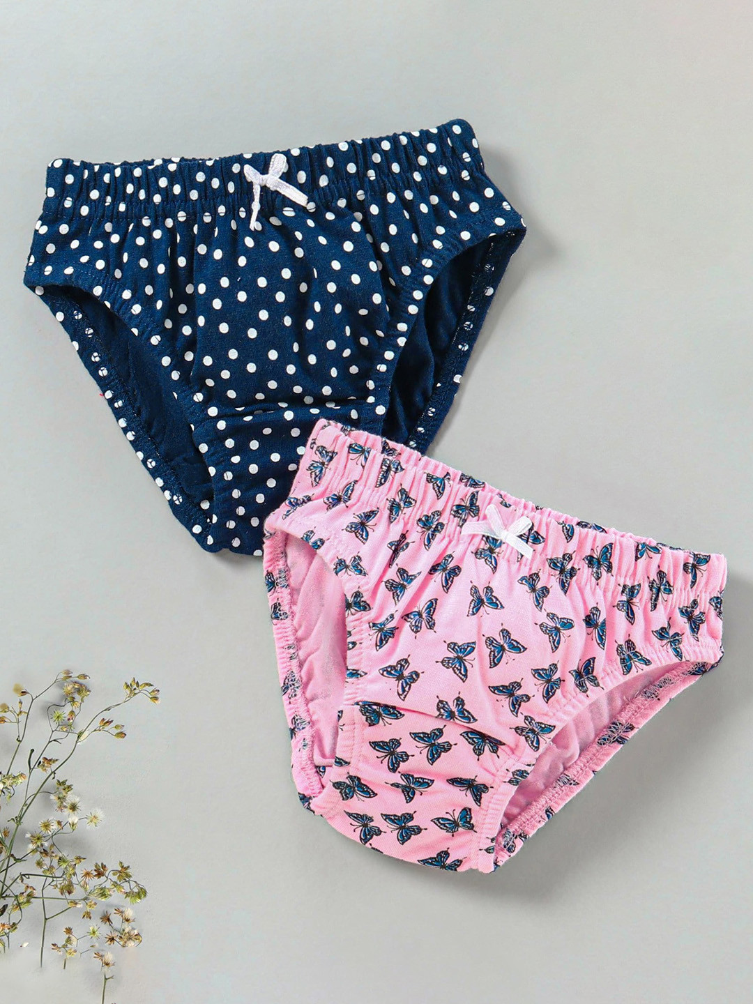 

Honeyhap Girls Pack Of 2 Printed Basic Briefs, Pink