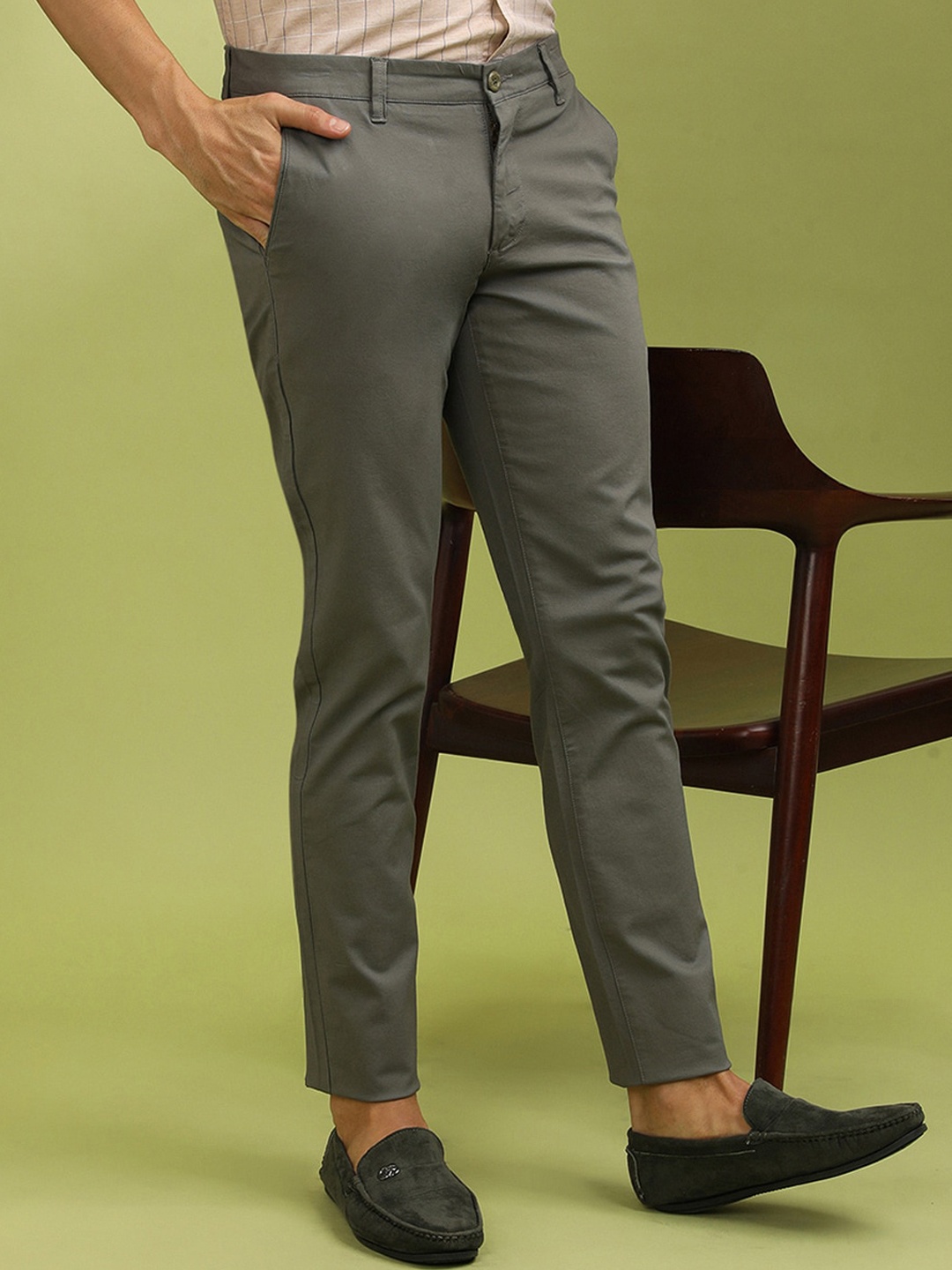 

Crocodile Men Urban Slim Fit Cotton Chinos Trousers, Grey
