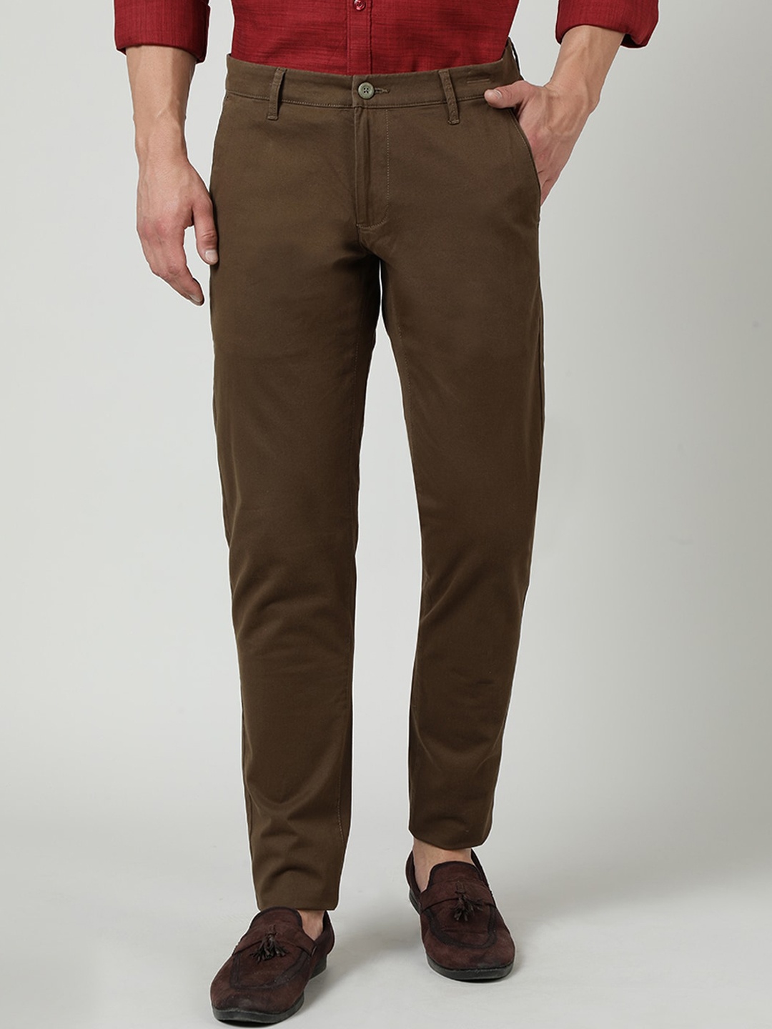 

Crocodile Men Urban Slim Cotton Slim Fit Chinos Trousers, Brown