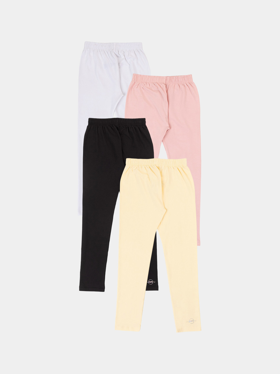 

PAMPOLINA Girls Pack Of 4 Cotton Ankle-Length Leggings, Yellow