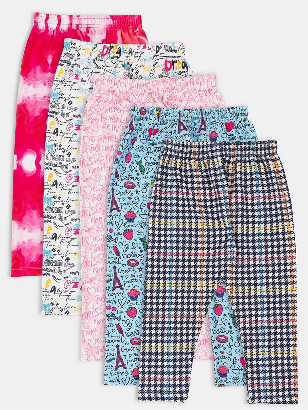 

PAMPOLINA Girls Pack of 5 Printed Capris, Red
