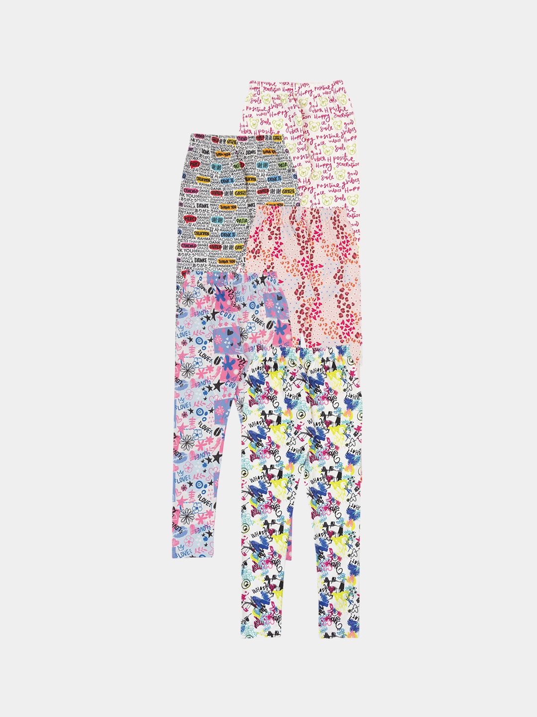 

PAMPOLINA Girls Pack Of 5 Printed Ankle-Length Leggings, Blue