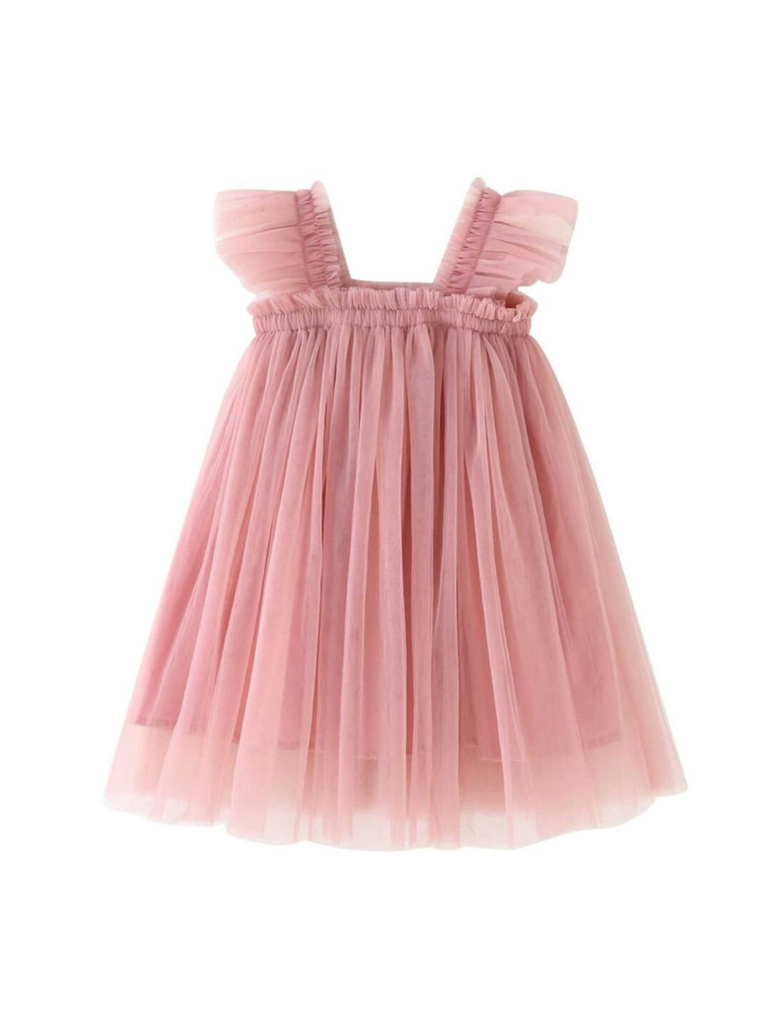 

BAESD Infant Girls Ruffled Tulle Net A-Line Dress, Peach