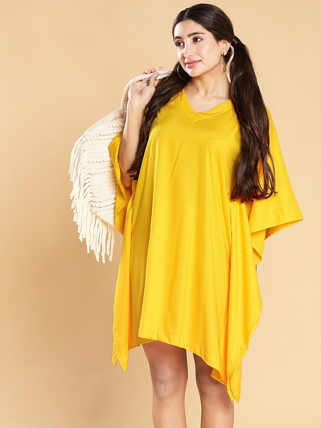 

LetsDressUp Above Knee Kaftan Dress, Yellow