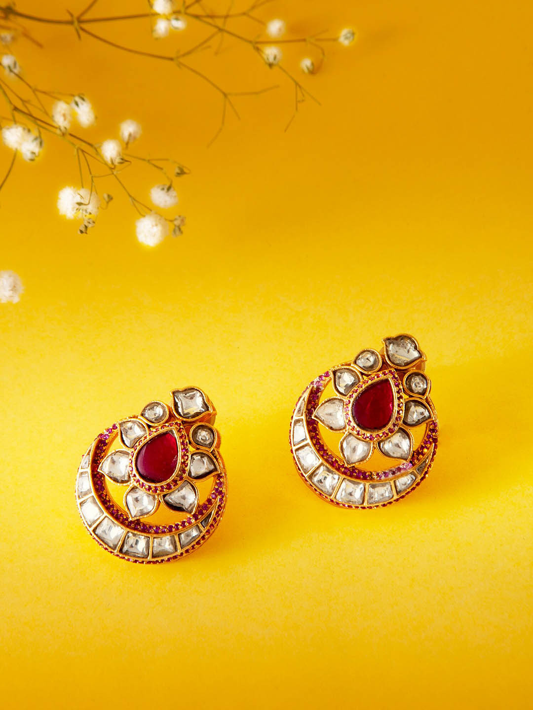 

Neeta Boochra 22K Gold-Plated 925 Sterling Silver Teardrop Shaped Studs Earrings