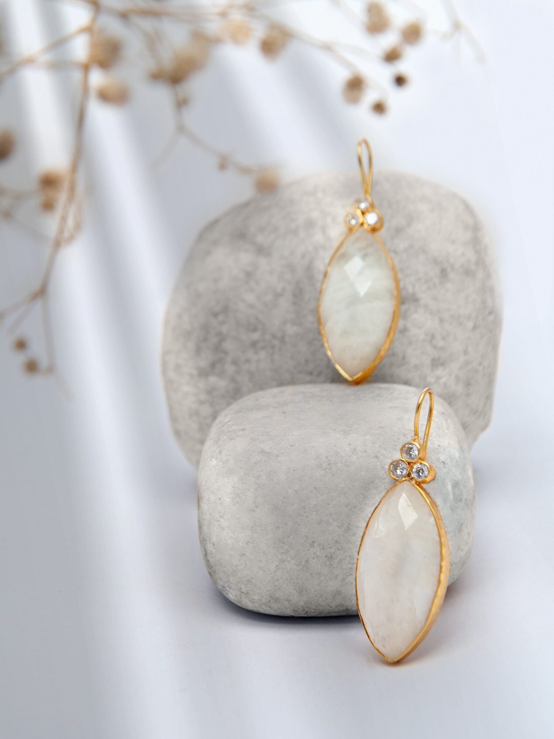 

Neeta Boochra Gold Plated 925 Sterling Silver Contemporary Drop Earrings, White
