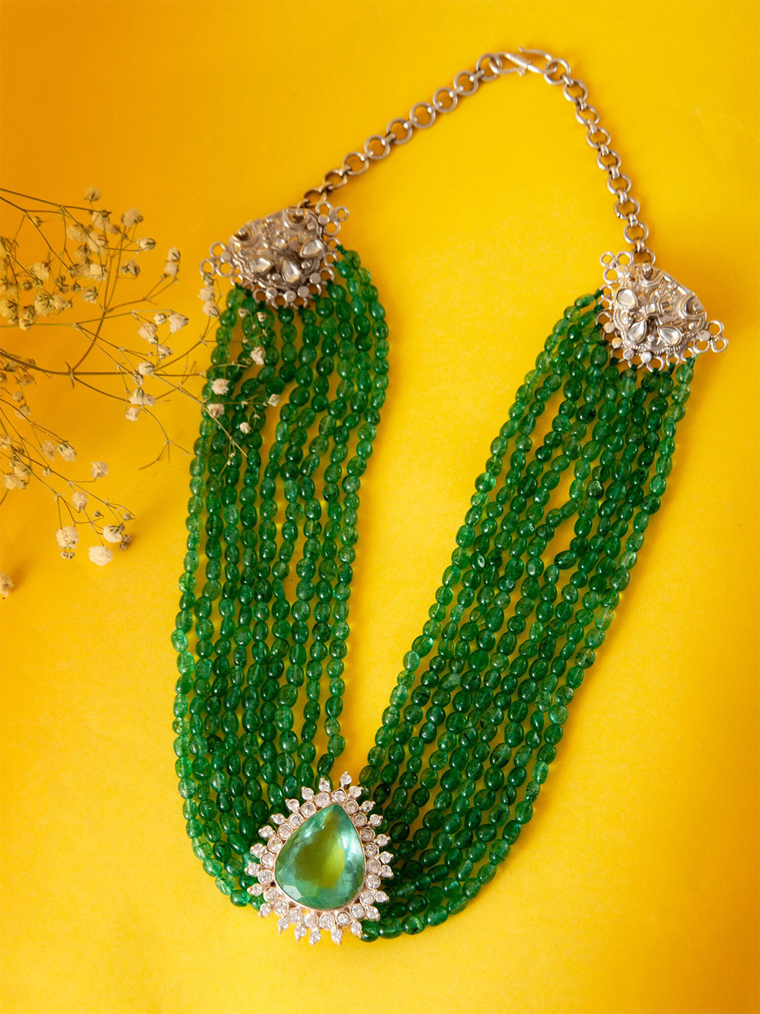 

Neeta Boochra Silver-Plated 925 Sterling Silver Onyx Necklace