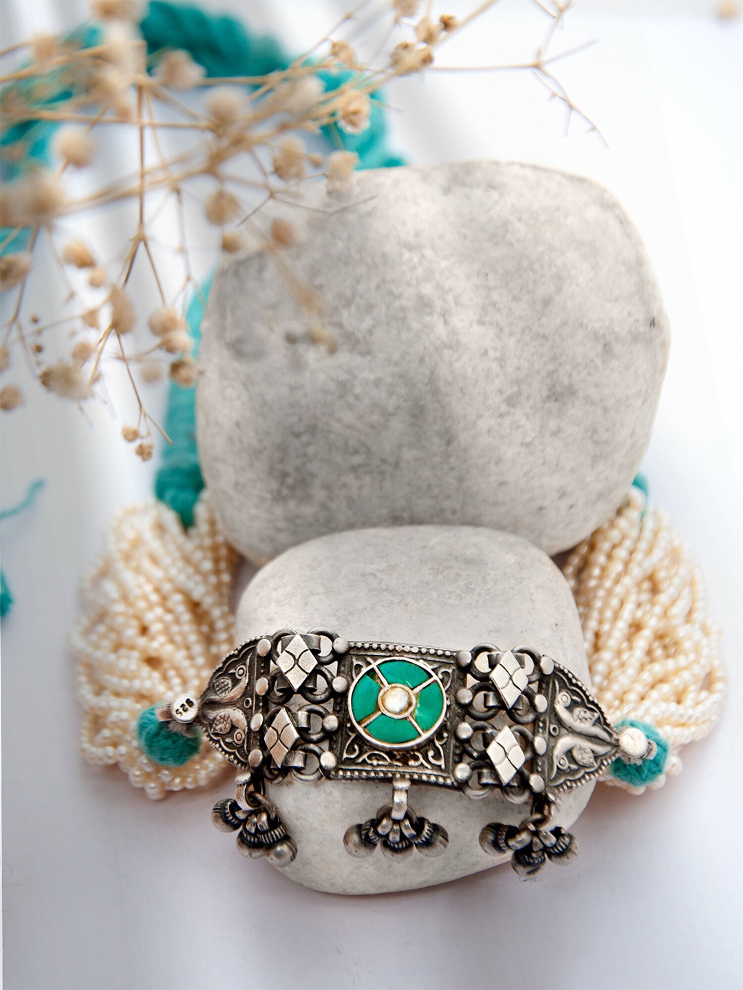 

Neeta Boochra 925 Sterling Silver-Plated Beaded Necklace, Gold