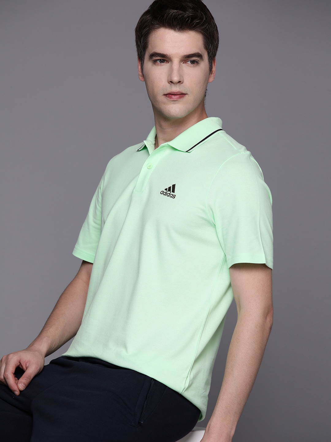 

ADIDAS Men M Sl Pq Ps Polo Collar T-shirt, Sea green