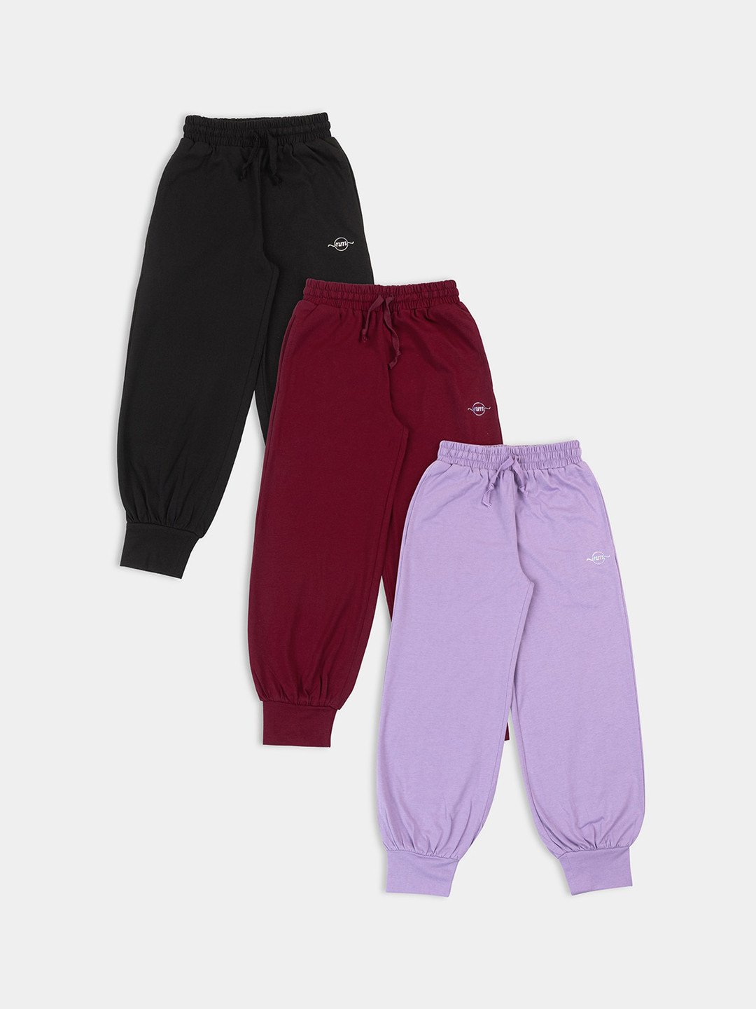 

PAMPOLINA Girls Pack Of 3 Cotton Mid Rise Ankle Length Joggers, Purple