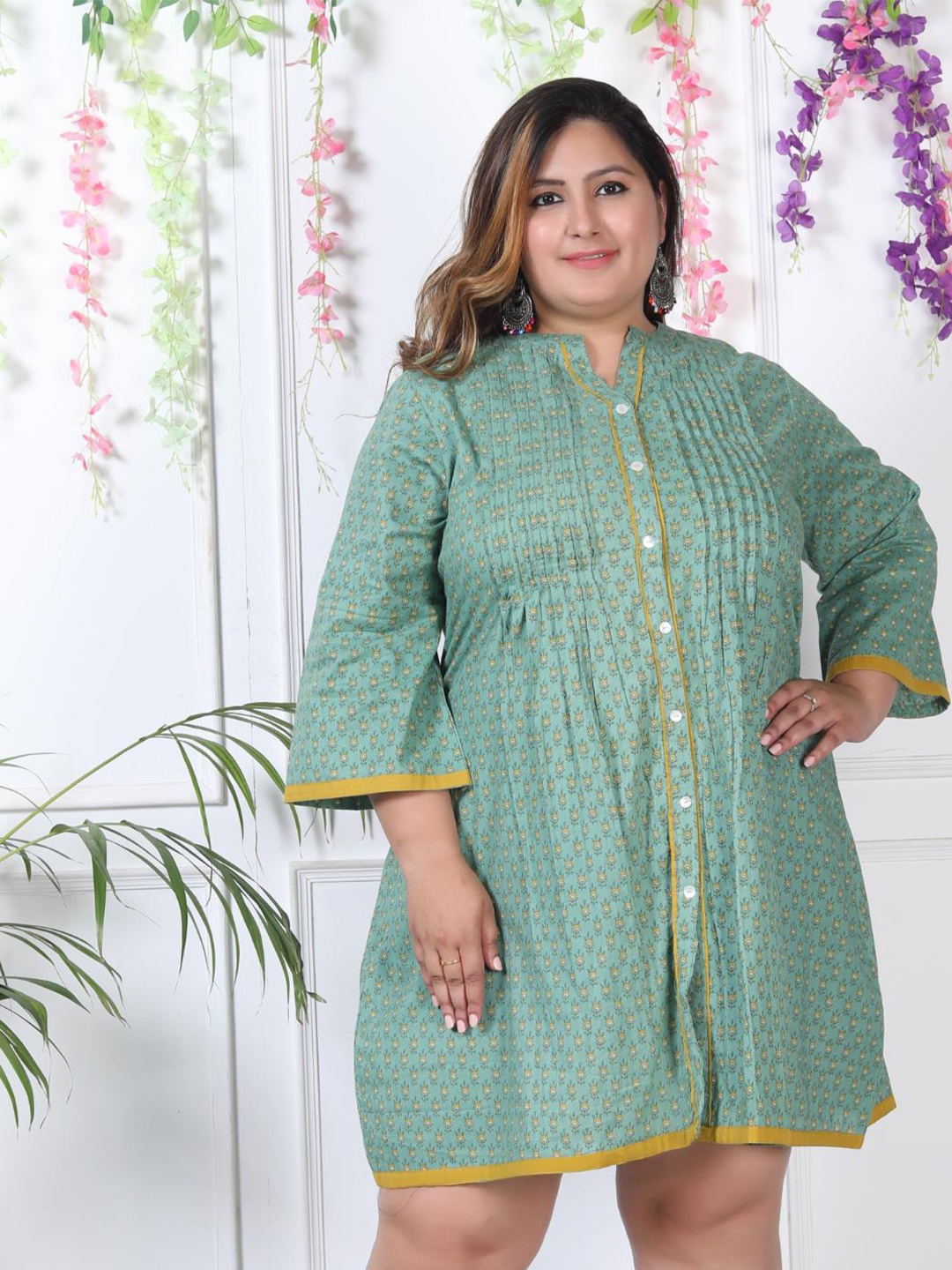 

KALINI Plus Size Shirt Dress, Green