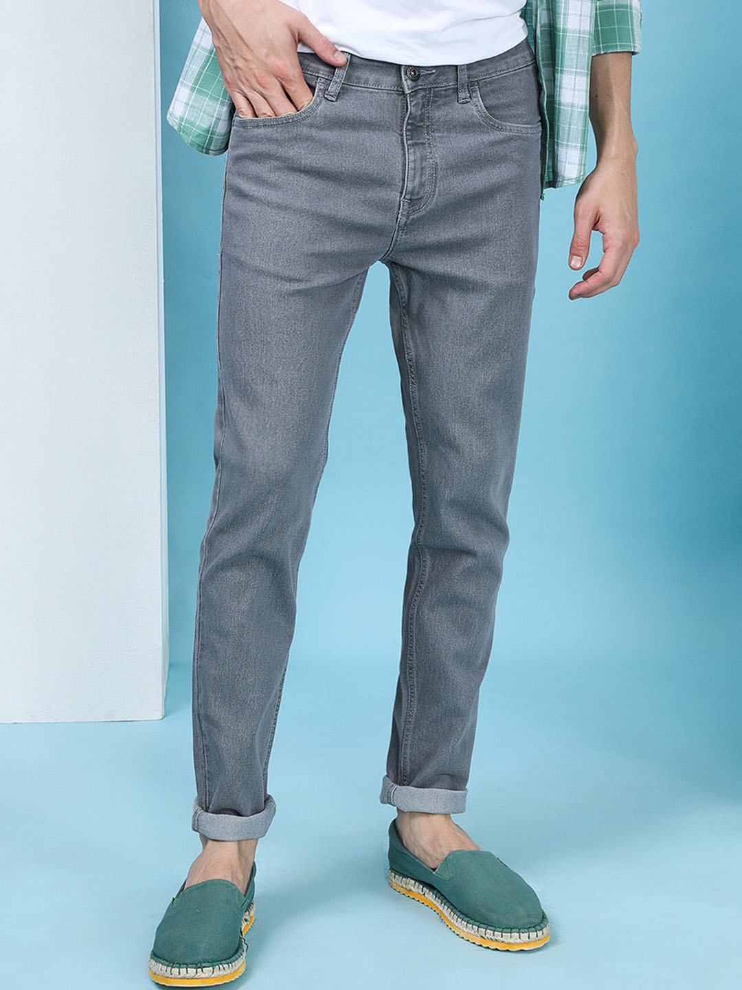 

Crocodile Men Urban Slim Clean Look Slim Fit Stretchable Jeans, Grey