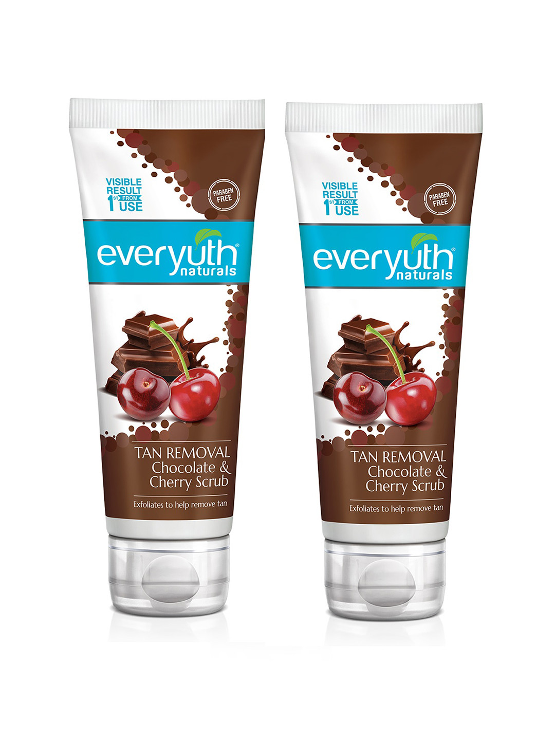 

everyuth Naturals Set Of 2 Pure & Light Tan Removal Chocolate & Cherry Scrub - 100g Each, Brown