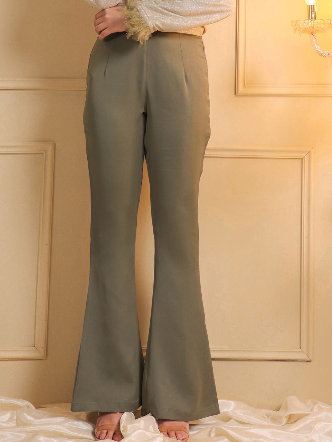 

B'Infinite sitara Women High-Rise Regular Fit Bootcut Trousers, Gold