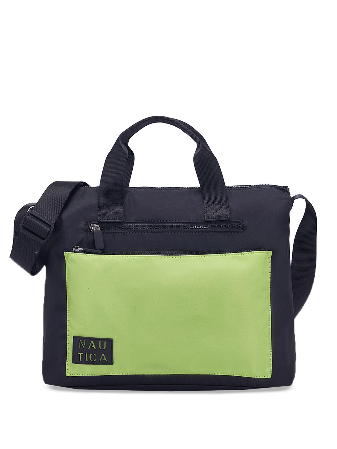 

Nautica Colourblocked PU Oversized Structured Handheld Bag, Black