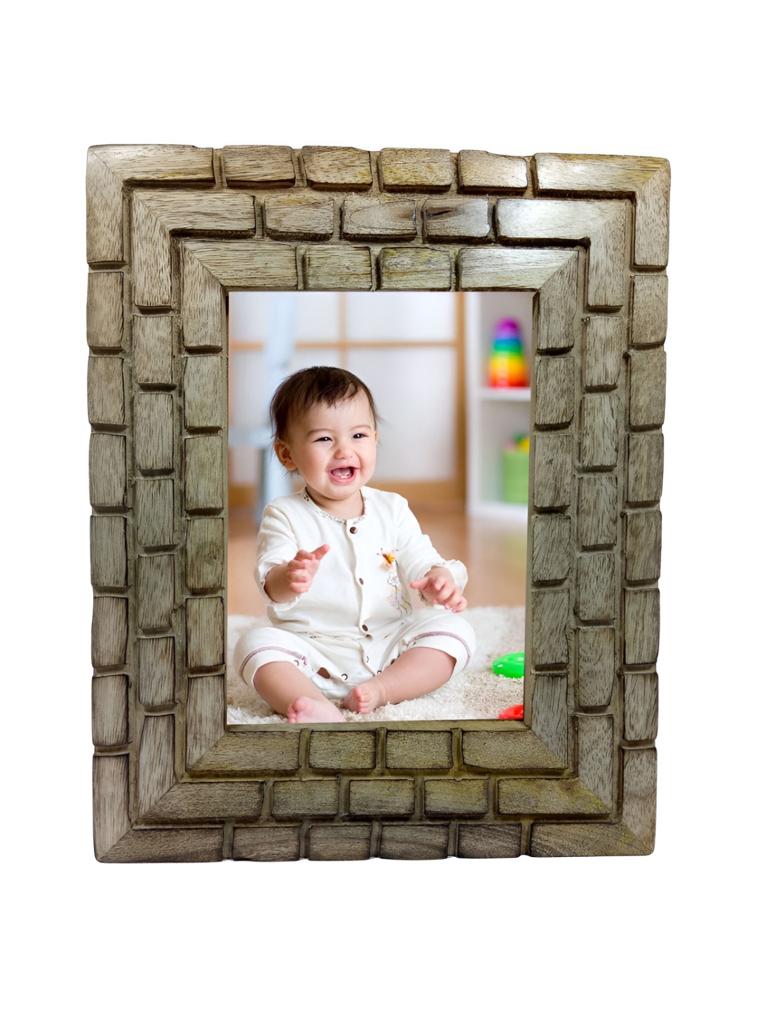 

INDIA MEETS INDIA Brown Wooden Table Photo Frame