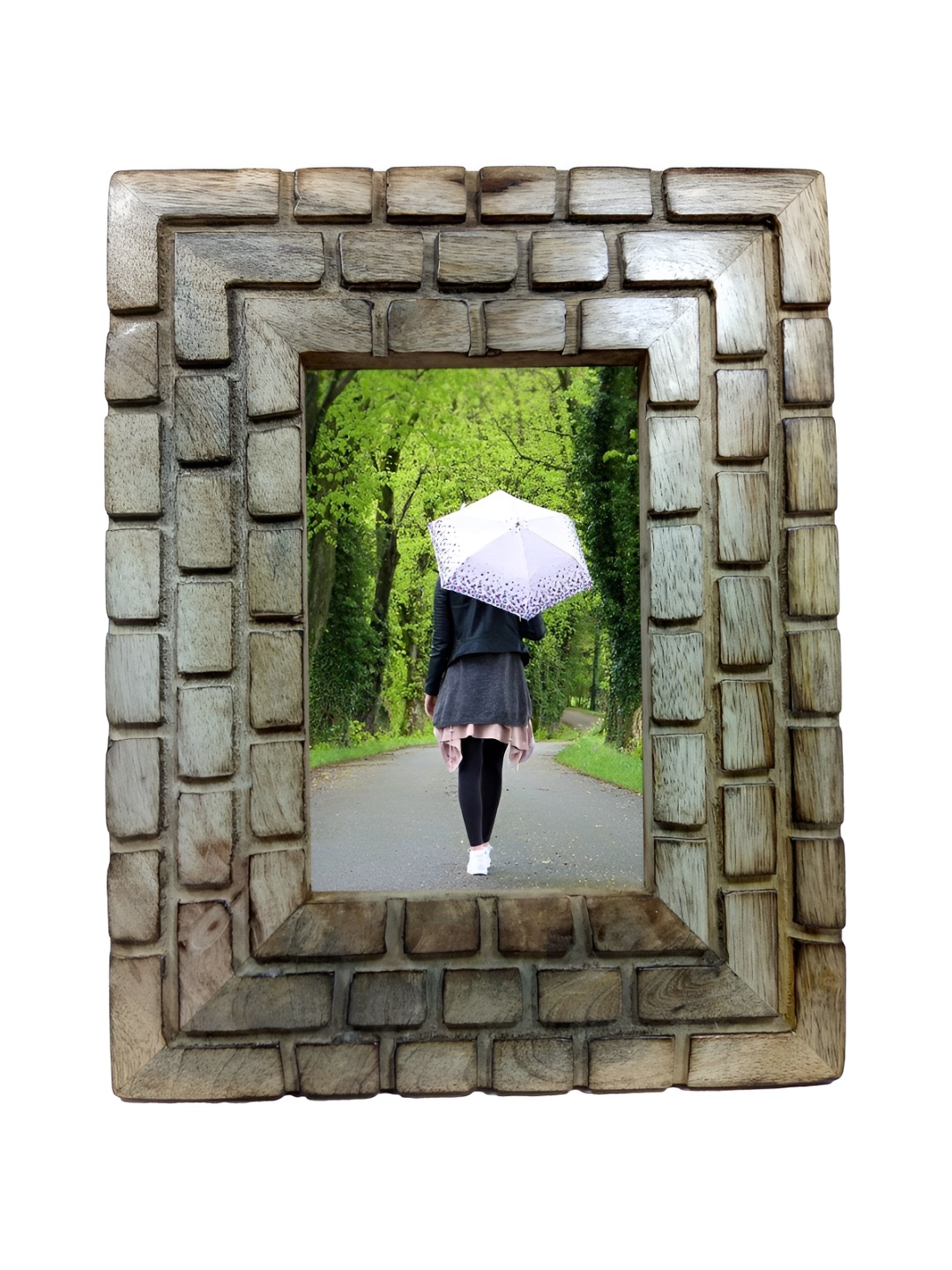 

INDIA MEETS INDIA Brown Brown Wooden Table Photo Frame