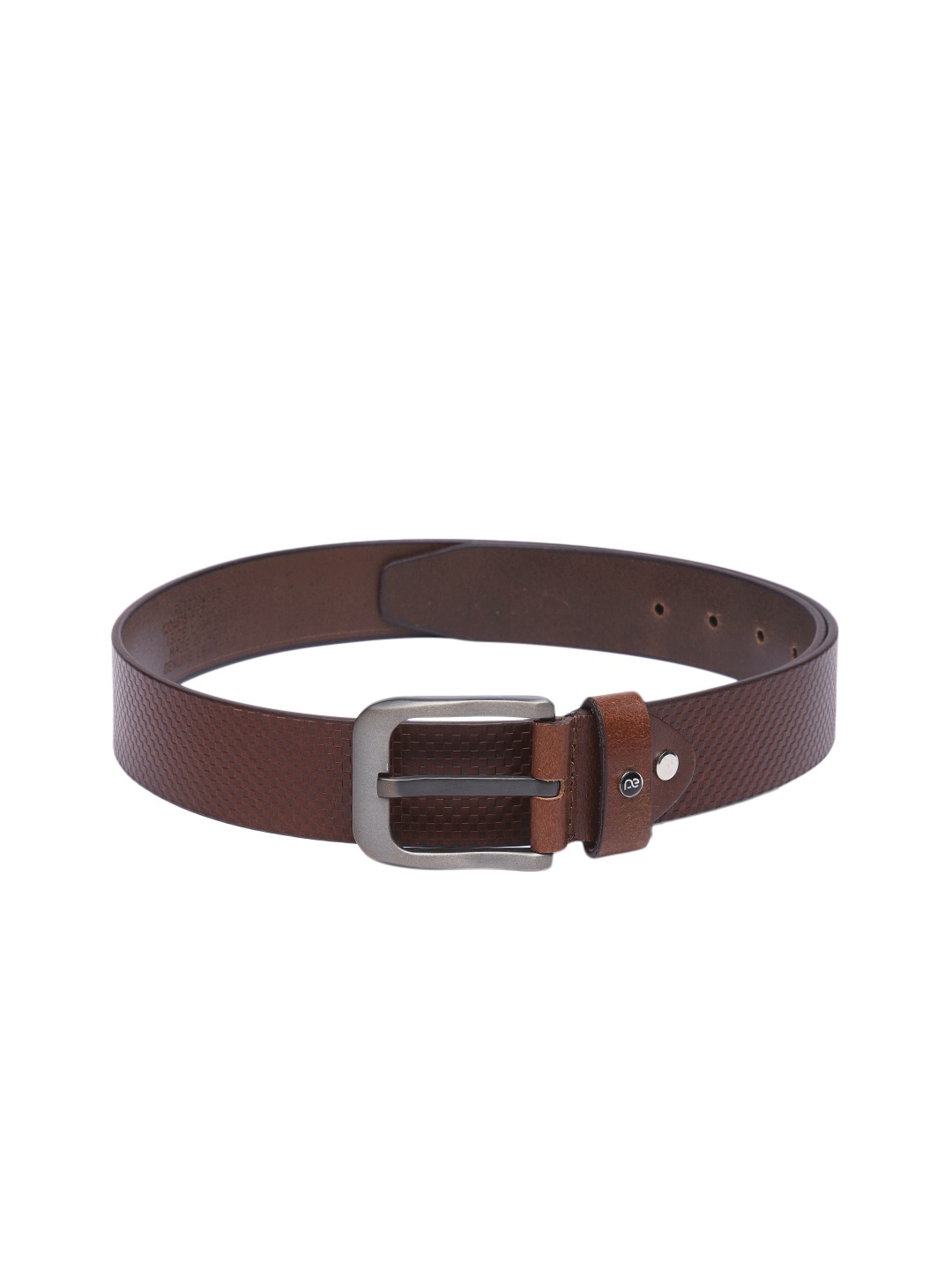 

Peter England Men Textured Wide Leather Belt, Brown