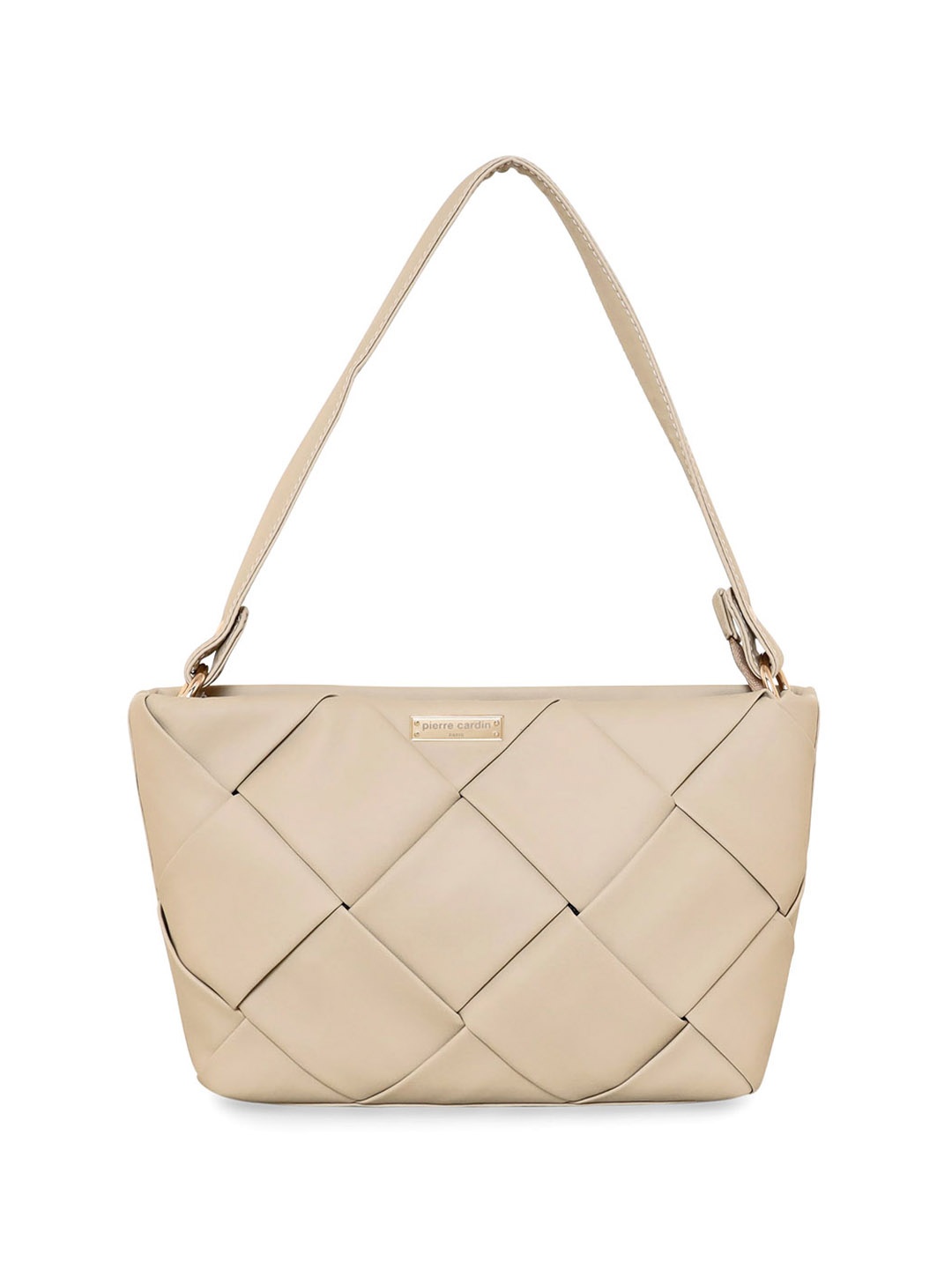 

pierre cardin Geometric Textured PU Structured Handheld Bag, White