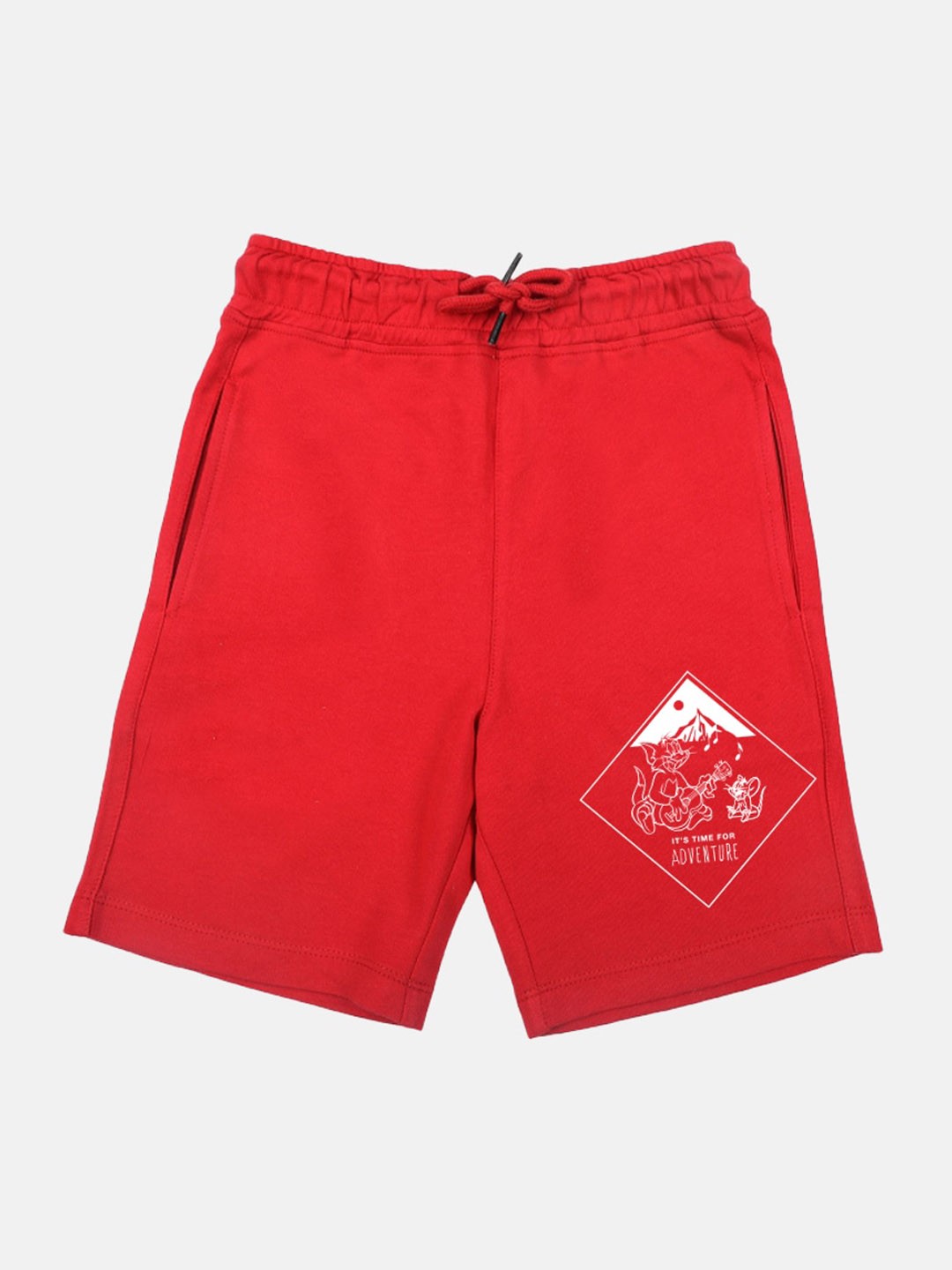 

YK Warner Bros Boys Tom & Jerry Printed Mid-Rise Shorts, Red