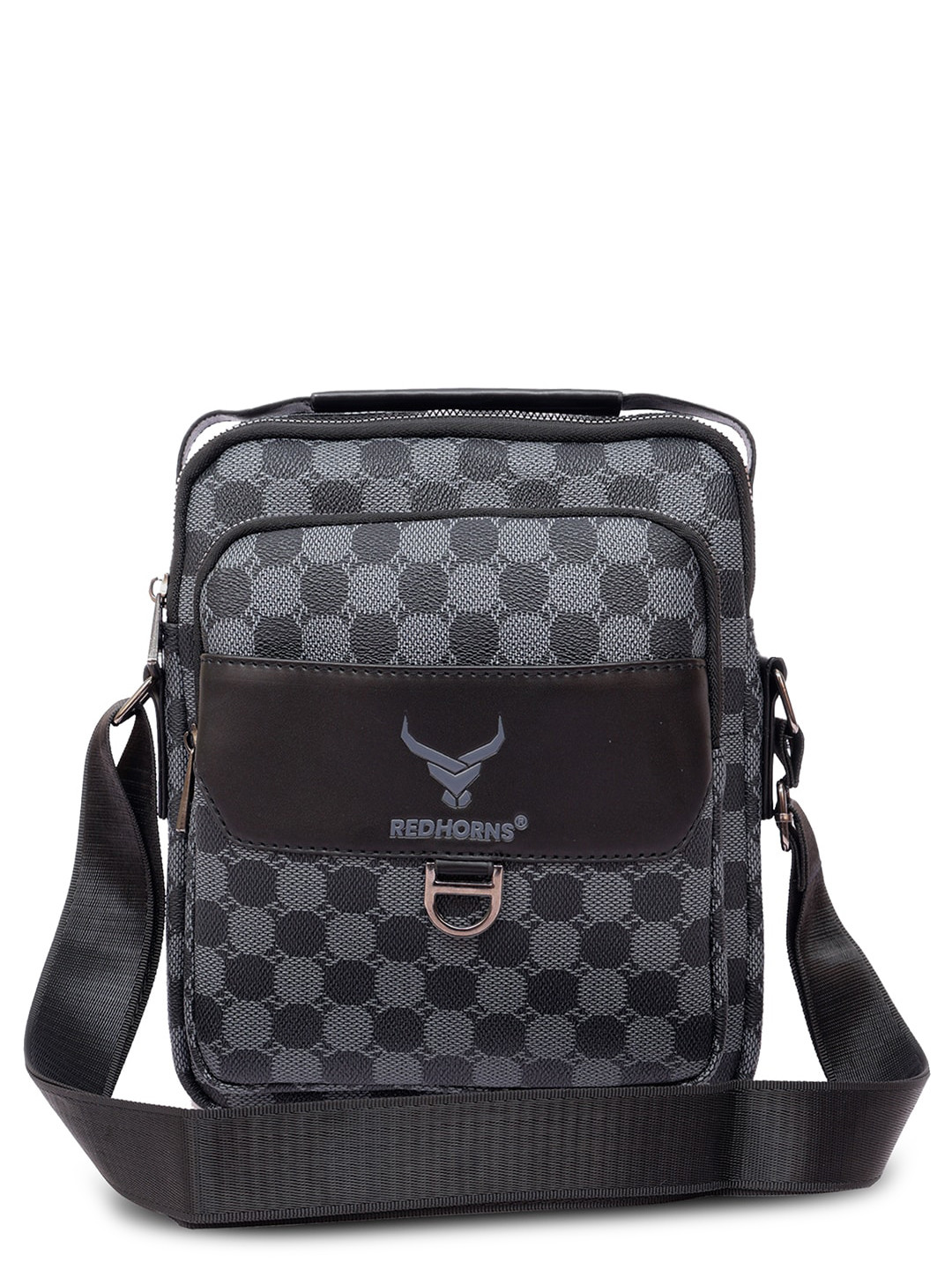 

REDHORNS Geometric Printed Structured Sling Bag, Grey