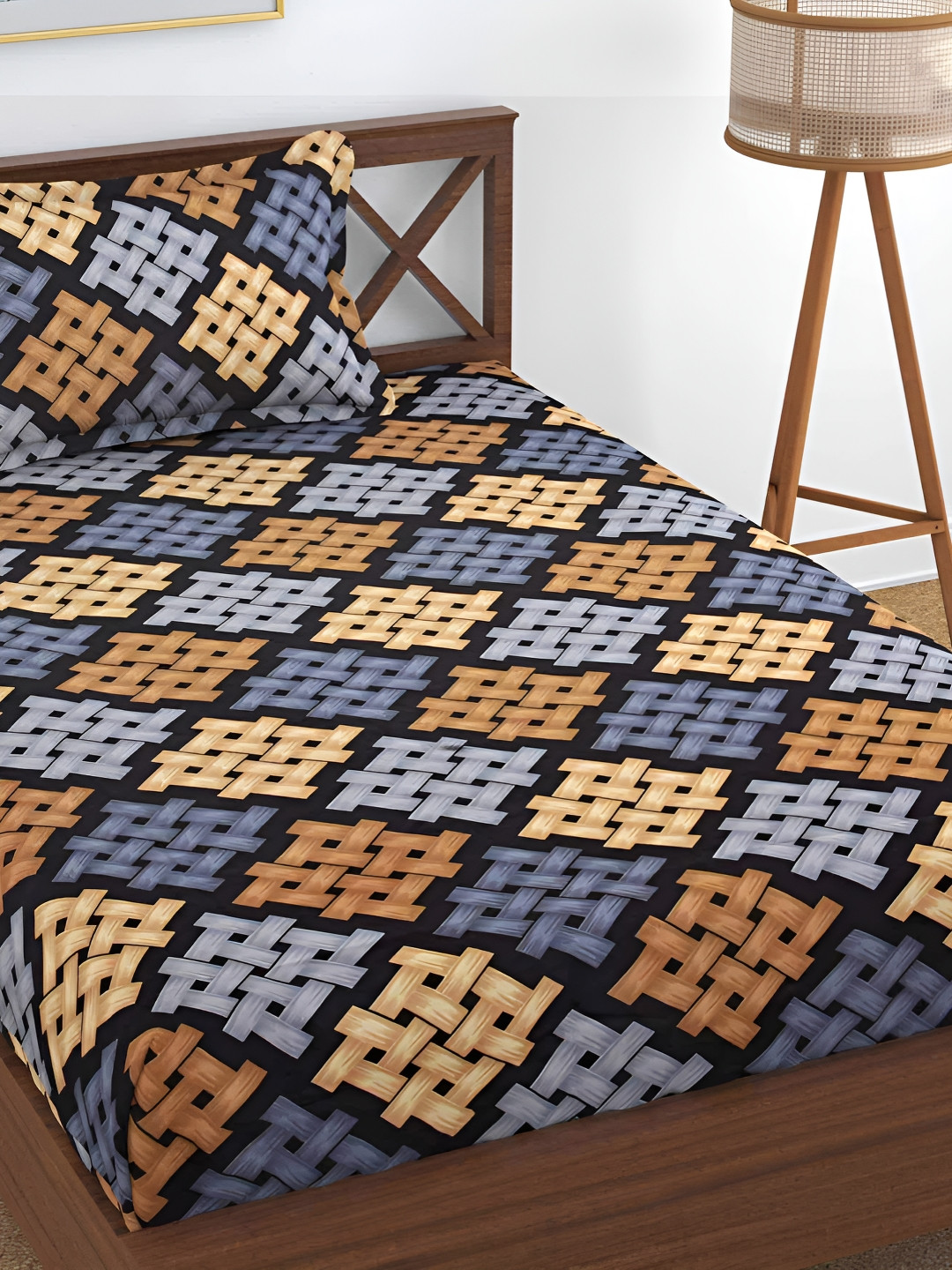 

Innovative Edge Yellow & Black 160 TC Single Bedsheet with 1 Pillow Covers