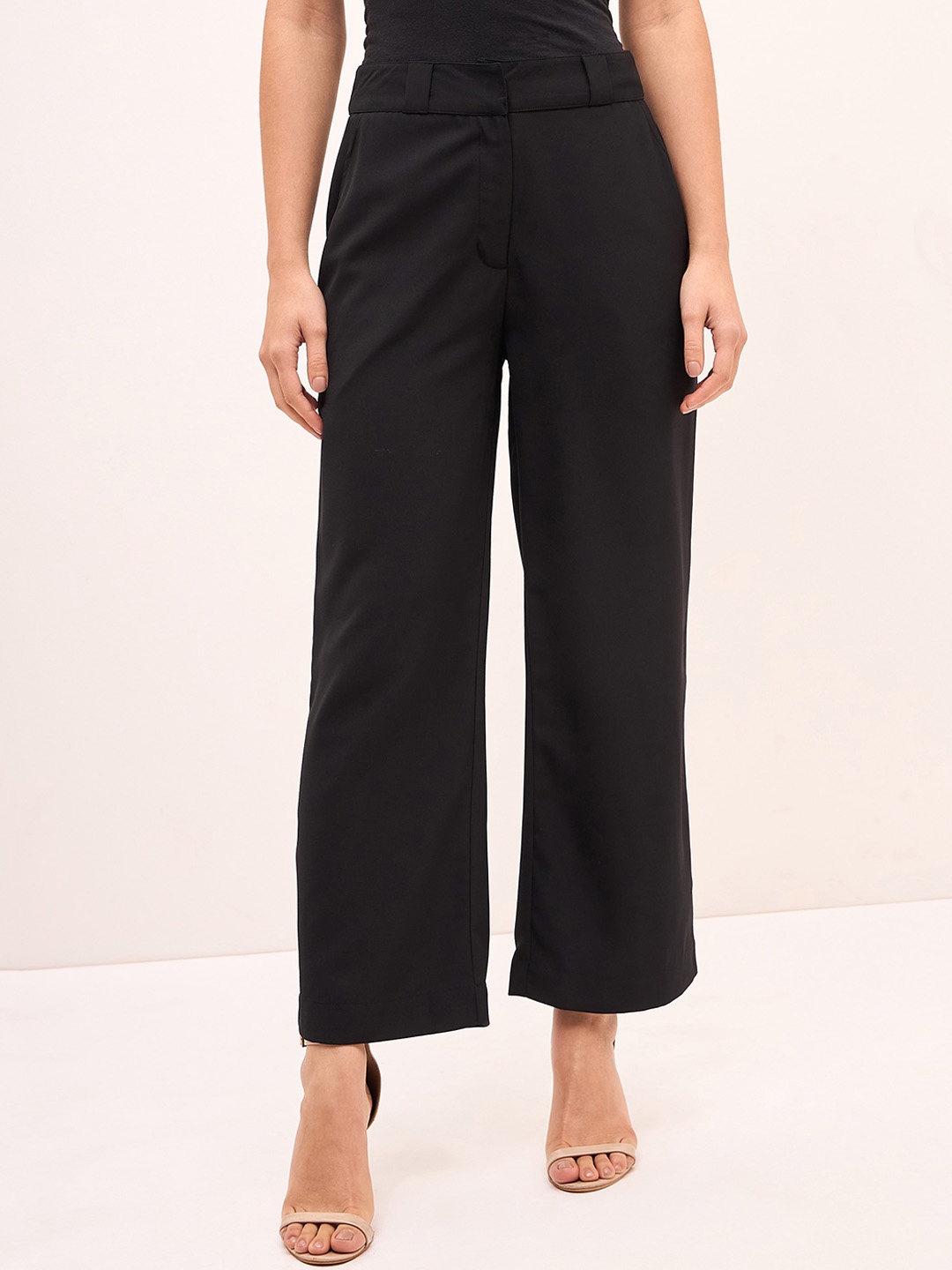 

SALT ATTIRE Women Tailored High-Rise Parallel Trousers, Black