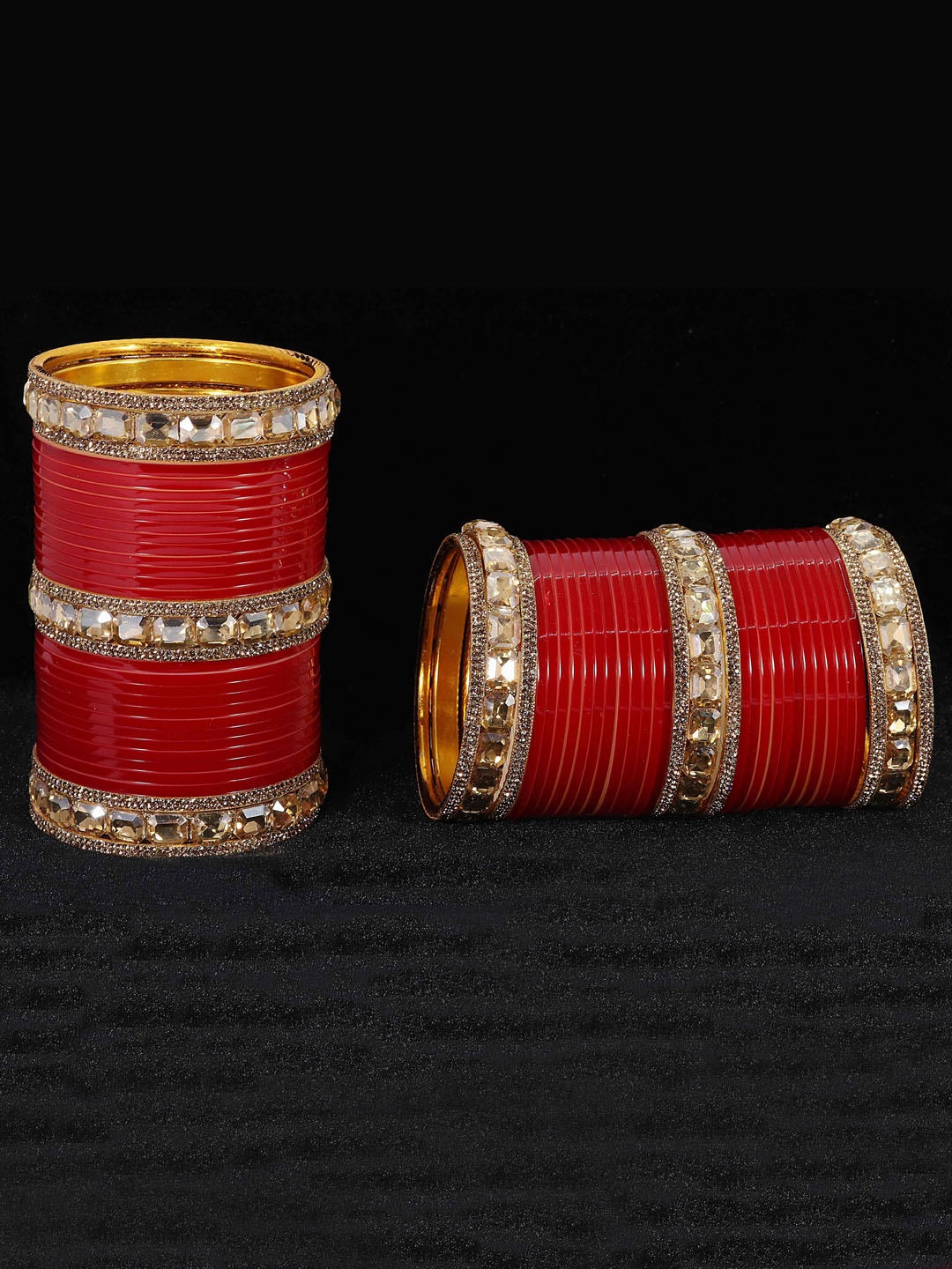 

NMII Set Of 66 Traditional Bridal Chuda Bangles, Gold