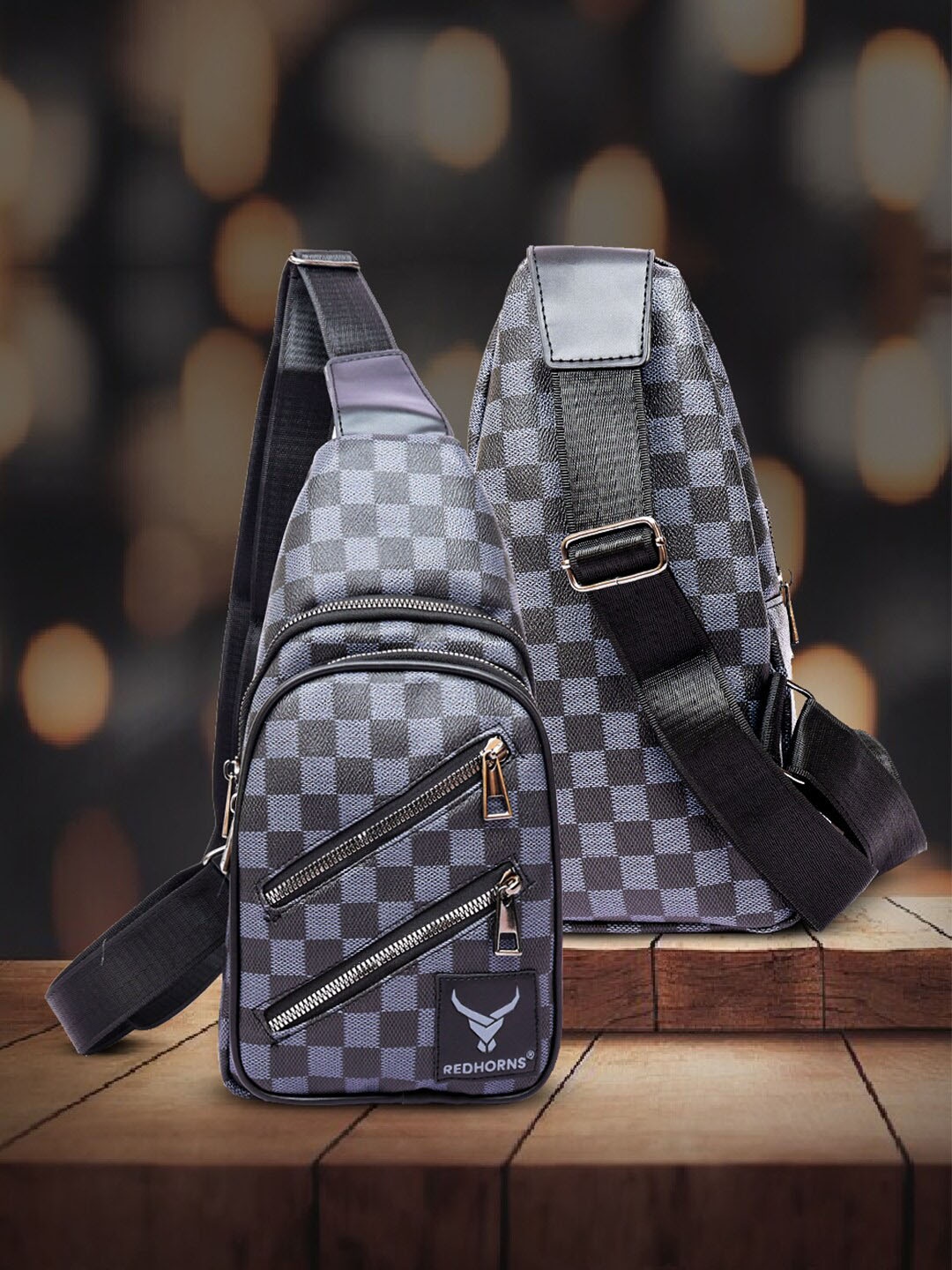 

REDHORNS Unisex Geometric Printed Crossbody Backpack with Anti-Theft, Grey